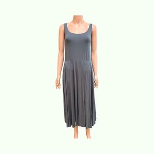 Quince Dark Olive Green Tencel Jersey Fit & Flare Sleeveless Sundress L NWT